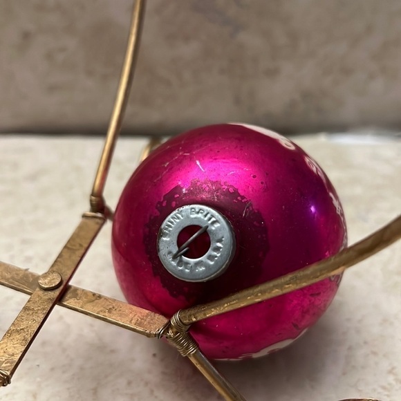 Vintage Pink Christmas Ornament Stenciled Children’s Toys Shiny Brite - Picture 5 of 6